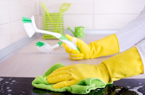 Local cleaning team preparing a property for handover in SW7